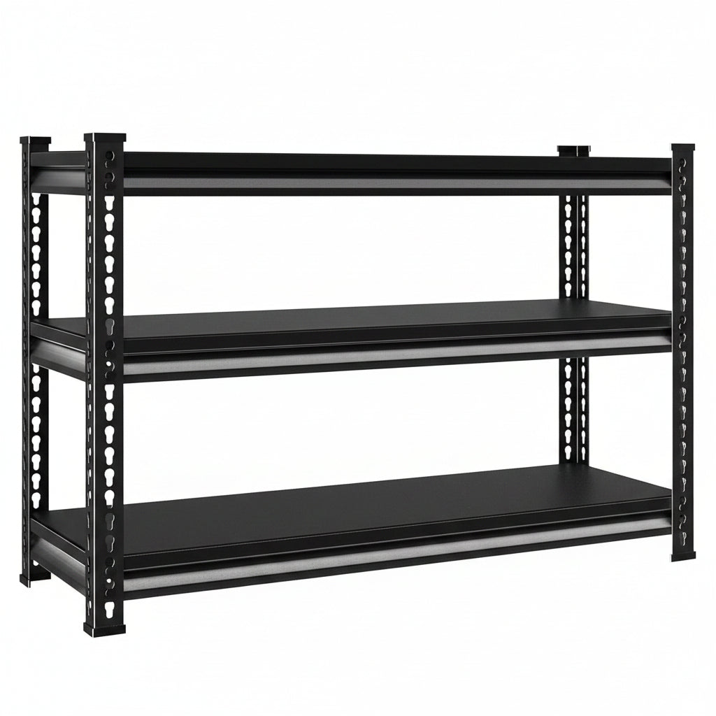 3-Tier Garage Shelving Heavy Duty，40" W Metal Shelving Unit for Garage, 1320 Lbs Load Capacity Utility Rack Shelves＆ Storage Shelves, 40”W X 18”D X 36”H(Black)