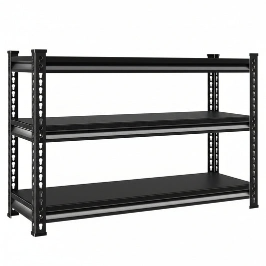 3-Tier Garage Shelving Heavy Duty，40" W Metal Shelving Unit for Garage, 1320 Lbs Load Capacity Utility Rack Shelves＆ Storage Shelves, 40”W X 18”D X 36”H(Black)