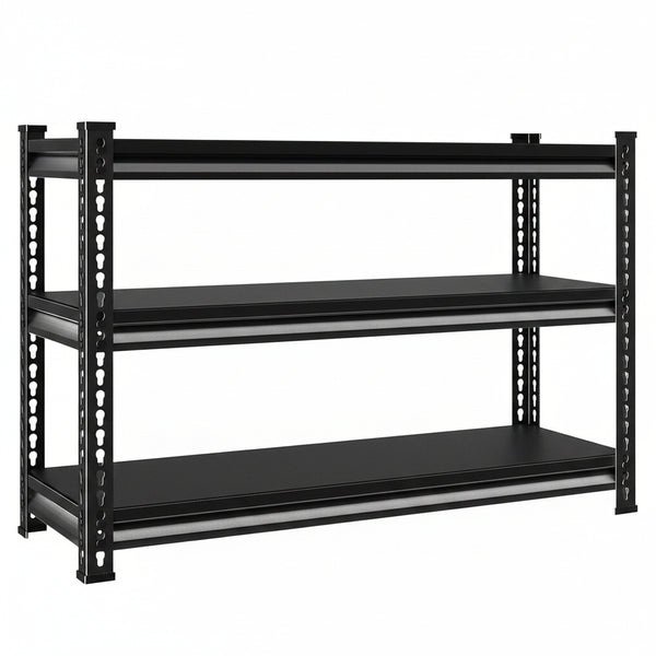 3-Tier Garage Shelving Heavy Duty，40" W Metal Shelving Unit for Garage, 1320 Lbs Load Capacity Utility Rack Shelves＆ Storage Shelves, 40”W X 18”D X 36”H(Black)