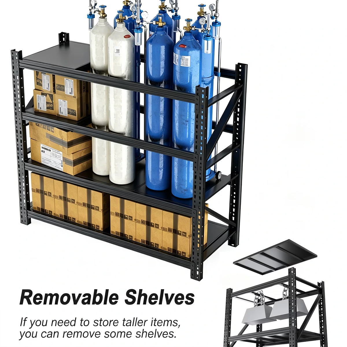 3 Sets Garage Shelves Heavy Duty 73"H*57"W*23.6"D Metal Garage Shelving Unit High Load Capacity Industrial Storage Shelves for Garage Warehouse Basement — product view 3