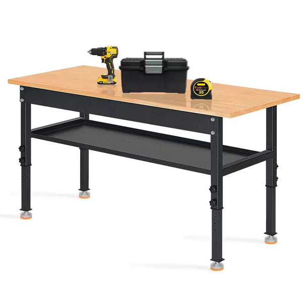 48"W x 24"D Heavy-Duty Workbench with Solid Wood Top