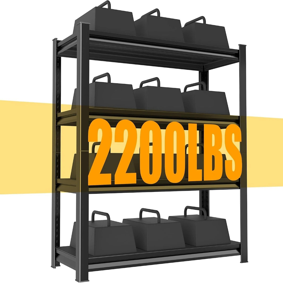 48" W Garage Shelving Heavy Duty, 2200LBS Loads Adjustable Garage Storage Shelves,4-Tier Metal Storage Racks and Shelving Units, Utility Rack Shelves,48" W X 16" D X 63" H,Black — product view 8