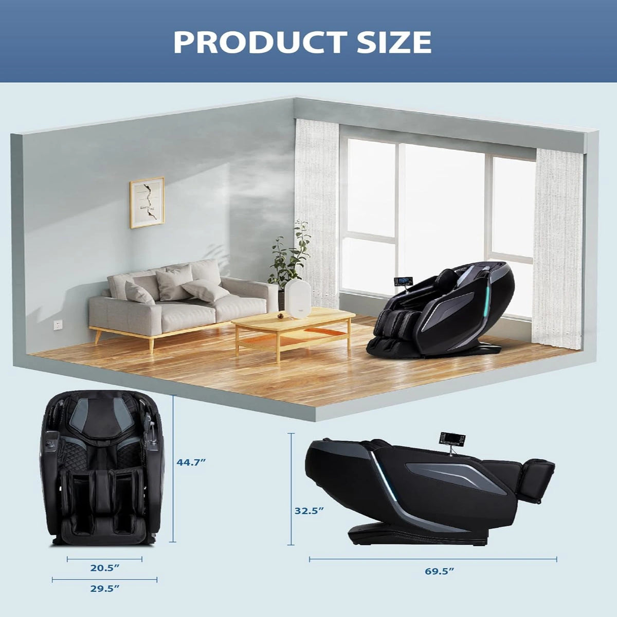 4D Massage Chair: Full Body Zero Gravity Massage Chair Full Body SL Track Chair Massage Black — product view 10