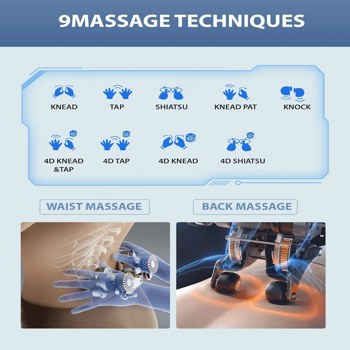 4D Massage Chair: Full Body Zero Gravity Massage Chair Full Body SL Track Chair Massage Black — product view 3