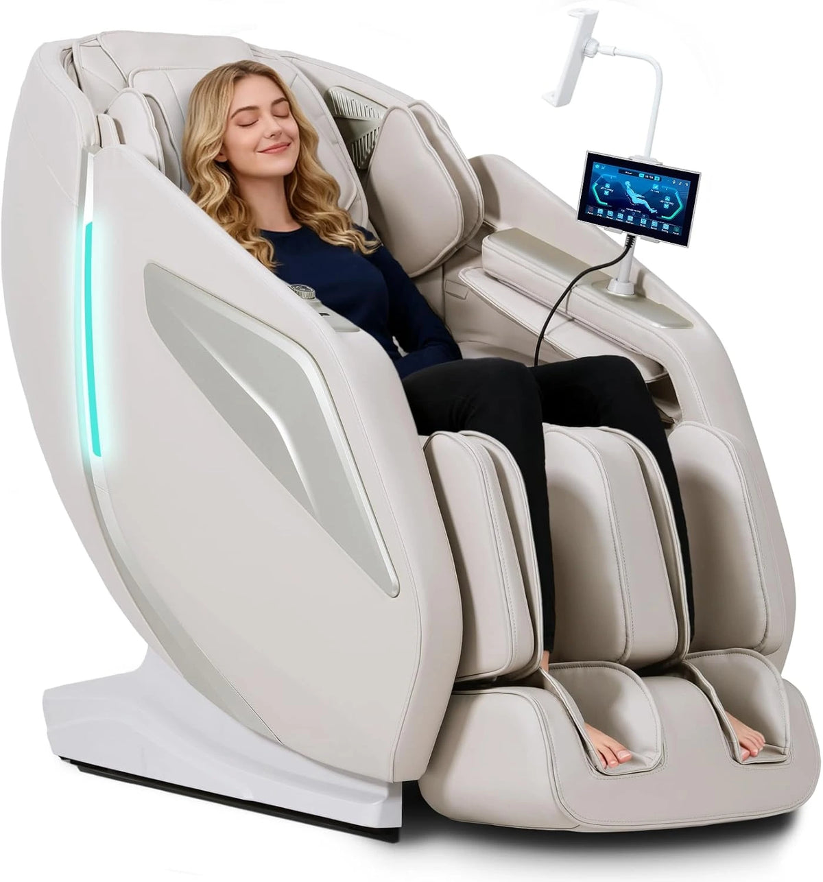 4D Massage Chair Full Body Zero Gravity Sl-Track Body Scan & Stretch, Beige — product view 2
