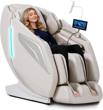 4D Massage Chair Full Body Zero Gravity Sl-Track Body Scan & Stretch, Beige — product view 2