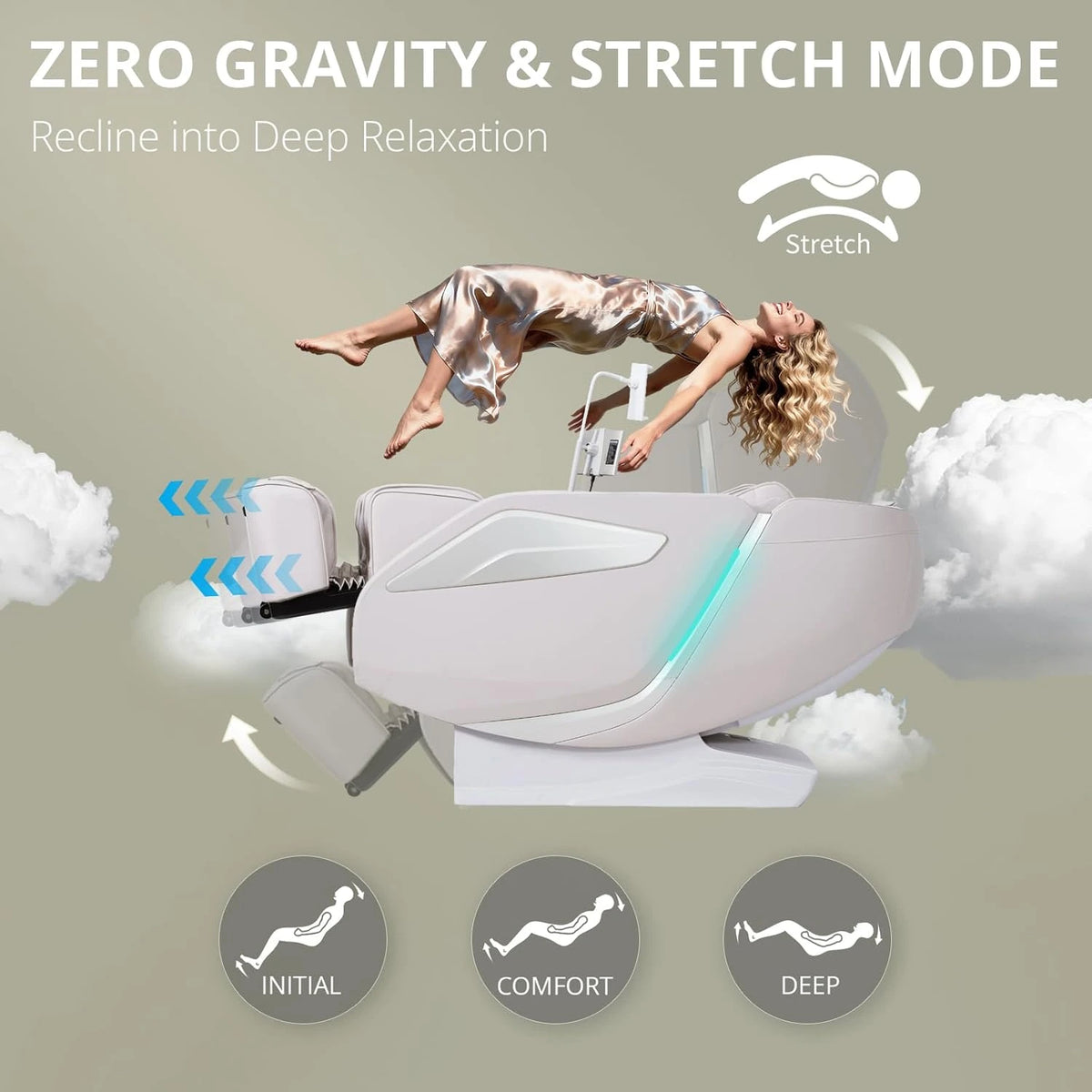 4D Massage Chair Full Body Zero Gravity Sl-Track Body Scan & Stretch, Beige — product view 8